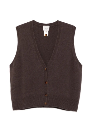 Alysi button-up V-neck vest - Brown