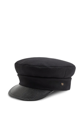 Valentino Garavani VLogo-Ssignature wool cap with leather visor - Black