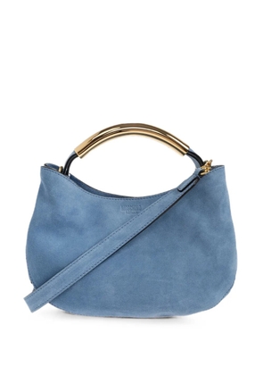 Moschino logo-plaque suede tote bag - Blue
