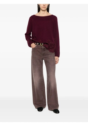 Ermanno Scervino lace-embellished boat-neck sweater - Red