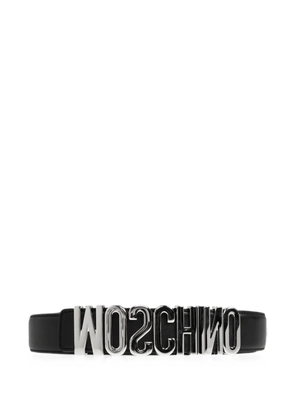 Moschino logo-plaque leather belt - Black