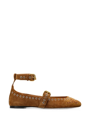 ISABEL MARANT Ylza eyelet-embellished ballet flats - Brown