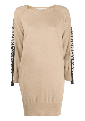 Stella McCartney logo stripe knitted dress - Neutrals