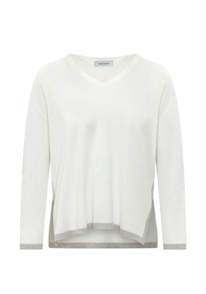 Gran Sasso v-neck lurex-trim top - White