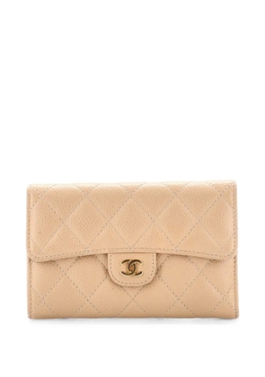 CHANEL Pre-Owned CC Gusset Classic Flap Wallet Quilted Caviar Medium small wallets - Neutrals