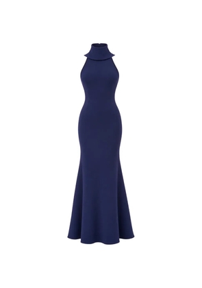 Badgley Mischka draped crepe gown - Blue