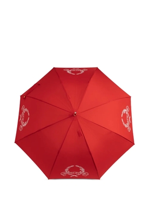 Moschino logo-print curved-handle umbrella - Red