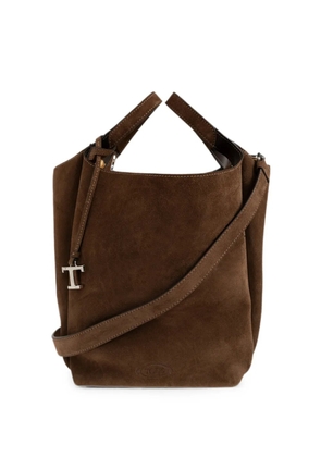 Tod's T Timeless suede tote bag - Brown