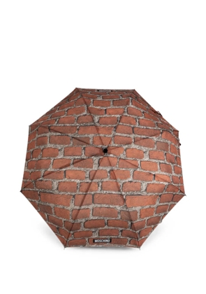 Moschino brick-print folding umbrella - Orange