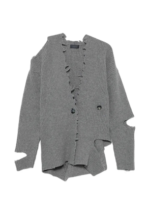Haikure distressed ribbed-knit cardigan - Grey