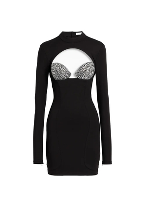 AREA mini cutout crystal-embellished dress - Black