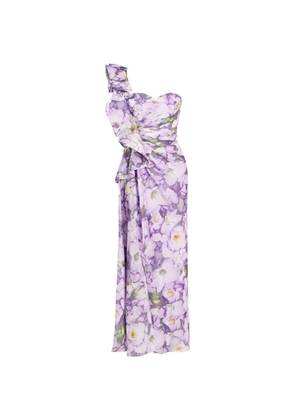 Badgley Mischka one-shoulder ruffled maxi dress - Purple