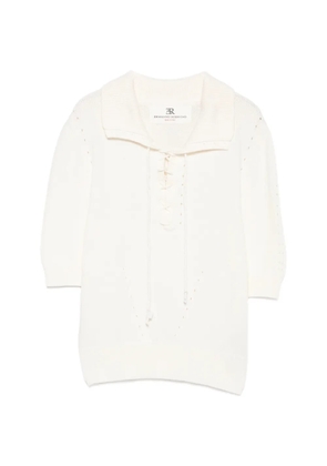 Ermanno Scervino lace-up perforated T-shirt - White