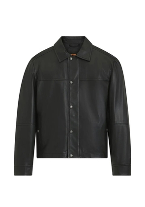 BOSS leather press-stud jacket - Black