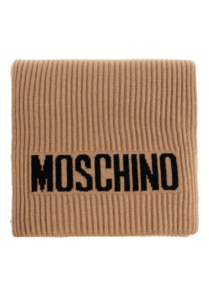 Moschino ribbed logo scarf - Brown