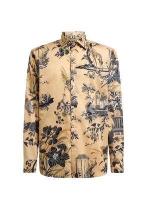 ETRO shirt in cotton satin with flower and animal-motif - Neutrals