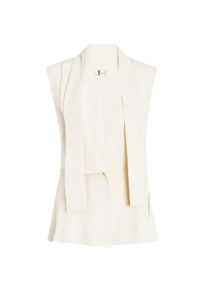 High Clasp pussy-bow vest - Neutrals