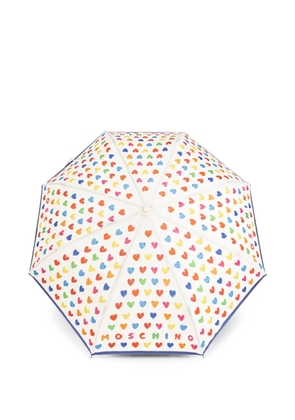 Moschino heart-print folding umbrella - White