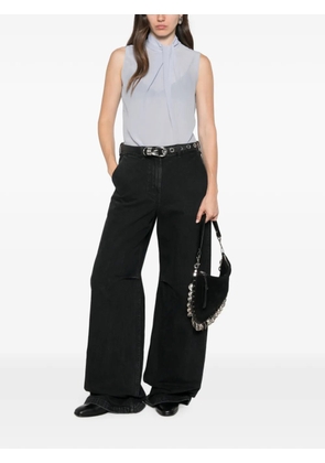 Patrizia Pepe high-neck pleat-detail blouse - Blue