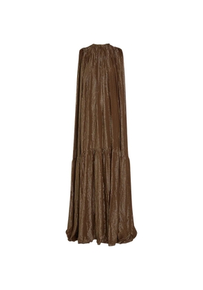 Petar Petrov metallic-stripe tiered maxi dress - Brown