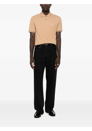 Emporio Armani logo-embroidered tipped polo shirt - Neutrals