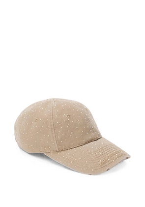 Alexander Wang crystal-embellished distressed baseball cap - Neutrals