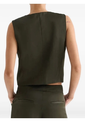 TWP round-neck hidden-placket vest - Green