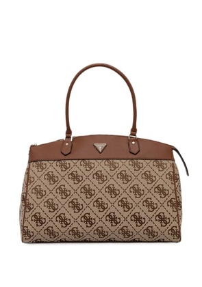 GUESS USA monogram-print logo-plaque tote bag - Neutrals