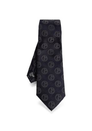 Giorgio Armani logo-jacquard silk tie - Blue