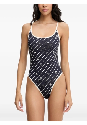 GUESS USA rope-print swimsuit - Blue