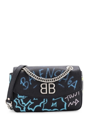 Balenciaga Pre-Owned BB Graffiti Chain Wallet Leather Small crossbody bag - Black