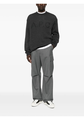 A.P.C. logo-intarsia crew-neck sweater - Grey