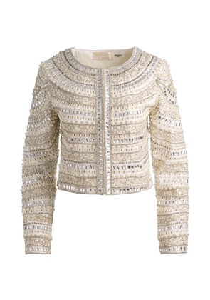 alice + olivia sequin-embellished bead-embellished jacket - Neutrals