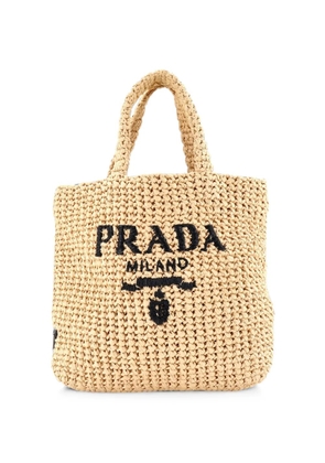 Prada Pre-Owned Logo Raffia Small tote bag - Neutrals