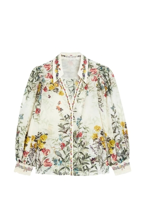 alice + olivia Charis floral-print puff-sleeve blouse - White