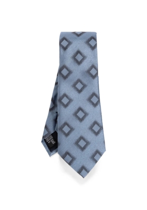 Giorgio Armani geometric-print silk tie - Blue