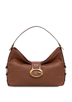 GUESS USA woven-design logo-plaque tote bag - Brown