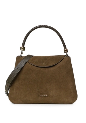 Coccinelle suede braided-handle tote bag - Brown