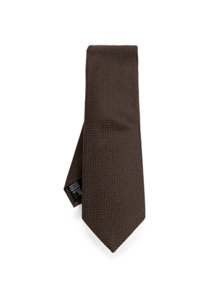 Giorgio Armani micro-pattern tie - Brown