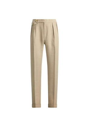 Ralph Lauren Purple Label Gregory double-pleated herringbone trousers - Neutrals
