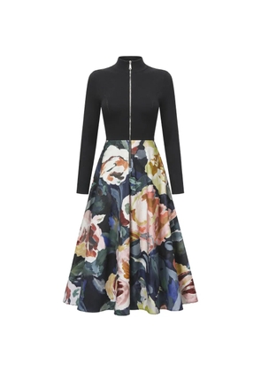 Ted Baker floral-print Ottoman midi dress - Black