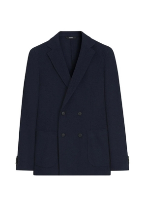 BOSS Hanry double-breasted slim-fit blazer in patterned cotton - Blue