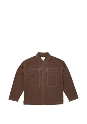 Satta Drop contrast-stitch overshirt - Brown