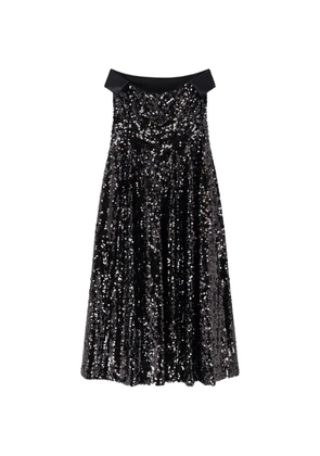 Alberta Ferretti sequin-embellished A-line midi dress - Black