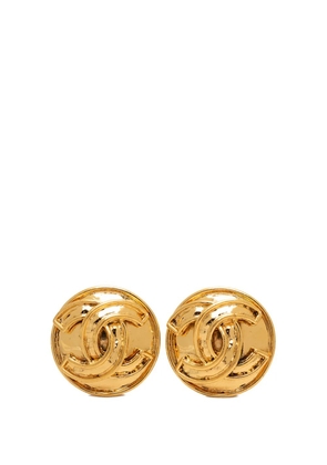 CHANEL Pre-Owned 1994 CC Gold Plated Button Clip On Earrings costume earrings