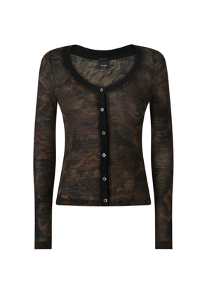 PINKO floral-print long-sleeve cardigan - Brown
