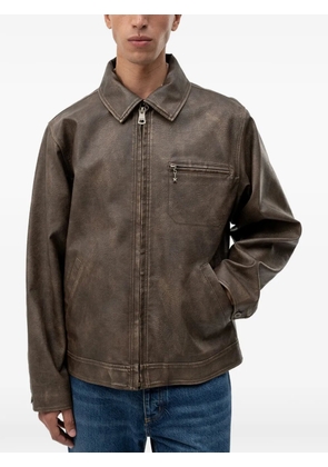 HUGO zip-up faux-leather jacket - Brown