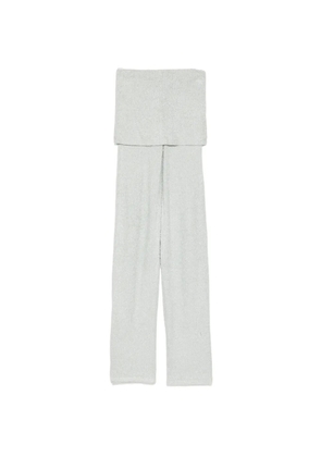 Aya Muse foldover-waist bouclé-knit trousers - Silver