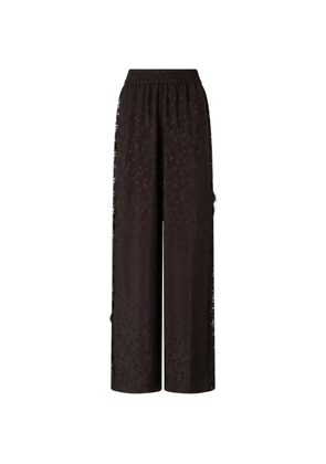PINKO palazzo trousers with floral motif and lace trim - Brown