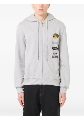 Iceberg logo-patch zip-up hoodie - Grey